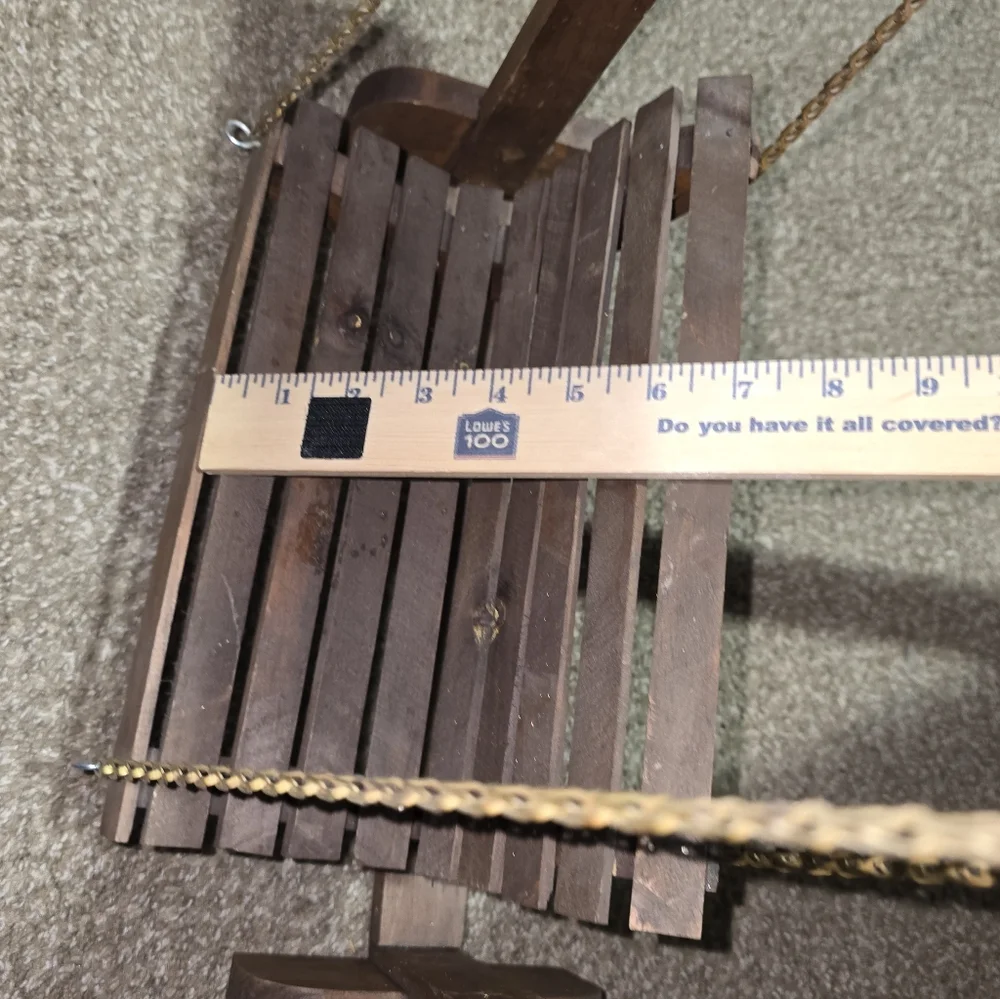 ✨ Handcrafted Vintage Wooden Doll Porch Swing – Miniature Wood Furniture Display